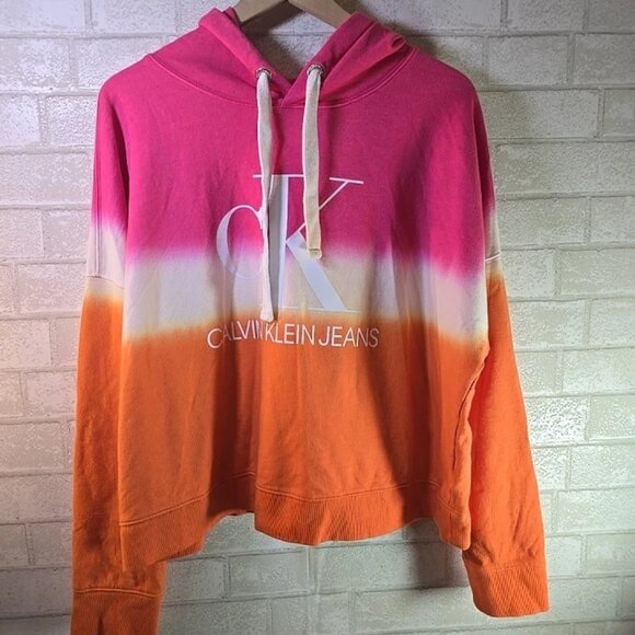 2 Calvin Klein Women Tie Dye Block Monogram Logo Cropped Hoodies Size XL & XXL - Picture 9 of 14